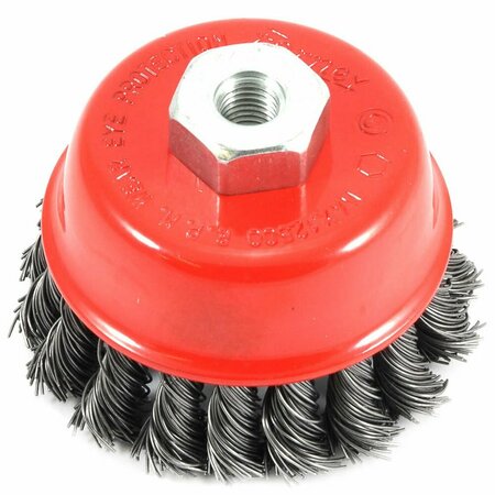 FORNEY Cup Brush, Knotted, 2-3/4 in x .020 in x M10 x 1.25 Arbor 72782